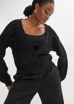 Chaqueta de punto ajour de algodón puro
