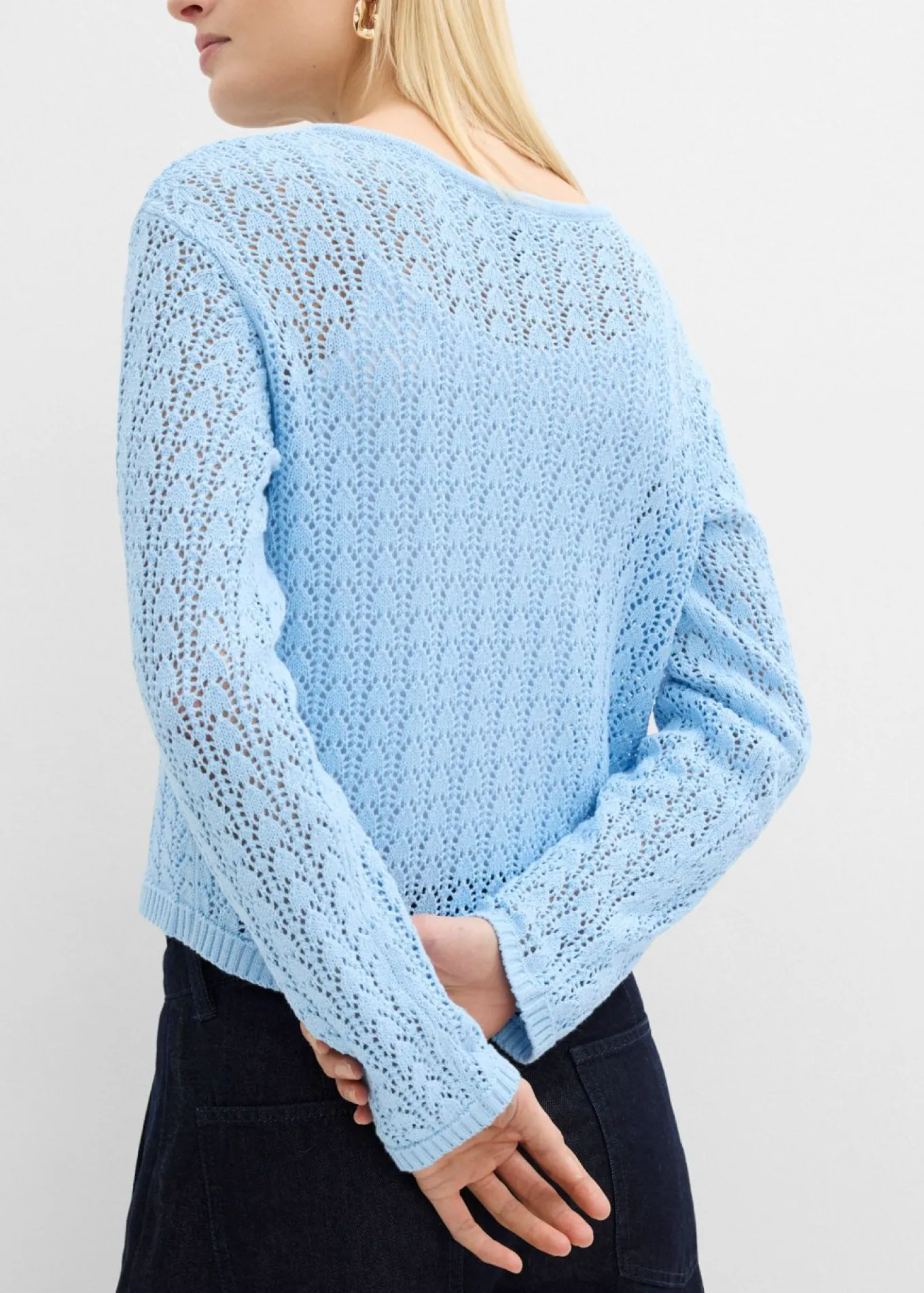 Chaqueta de punto ajour de algodón puro