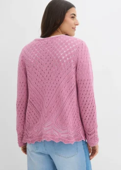 Chaqueta de punto ajour de algodón puro