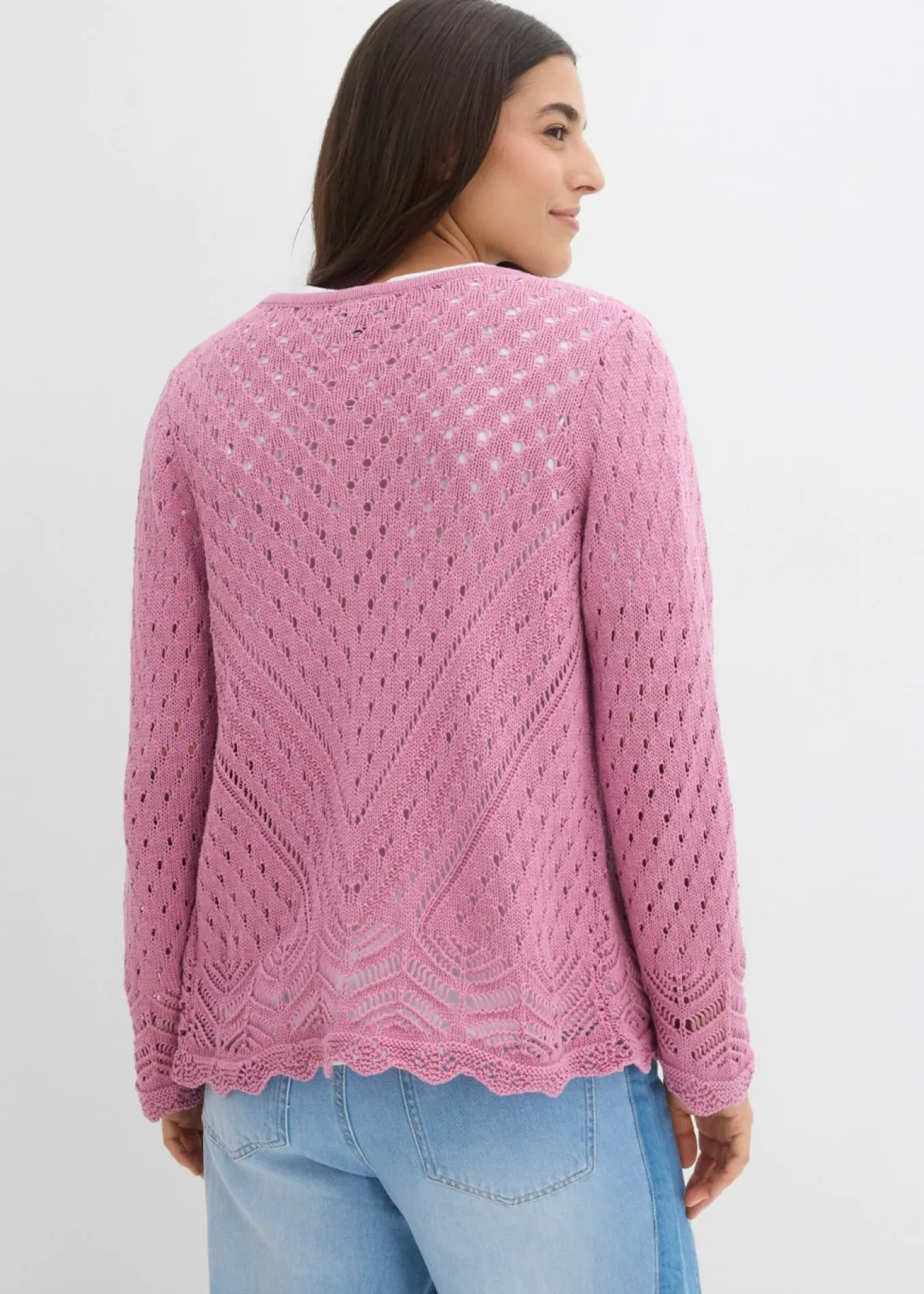 Chaqueta de punto ajour de algodón puro