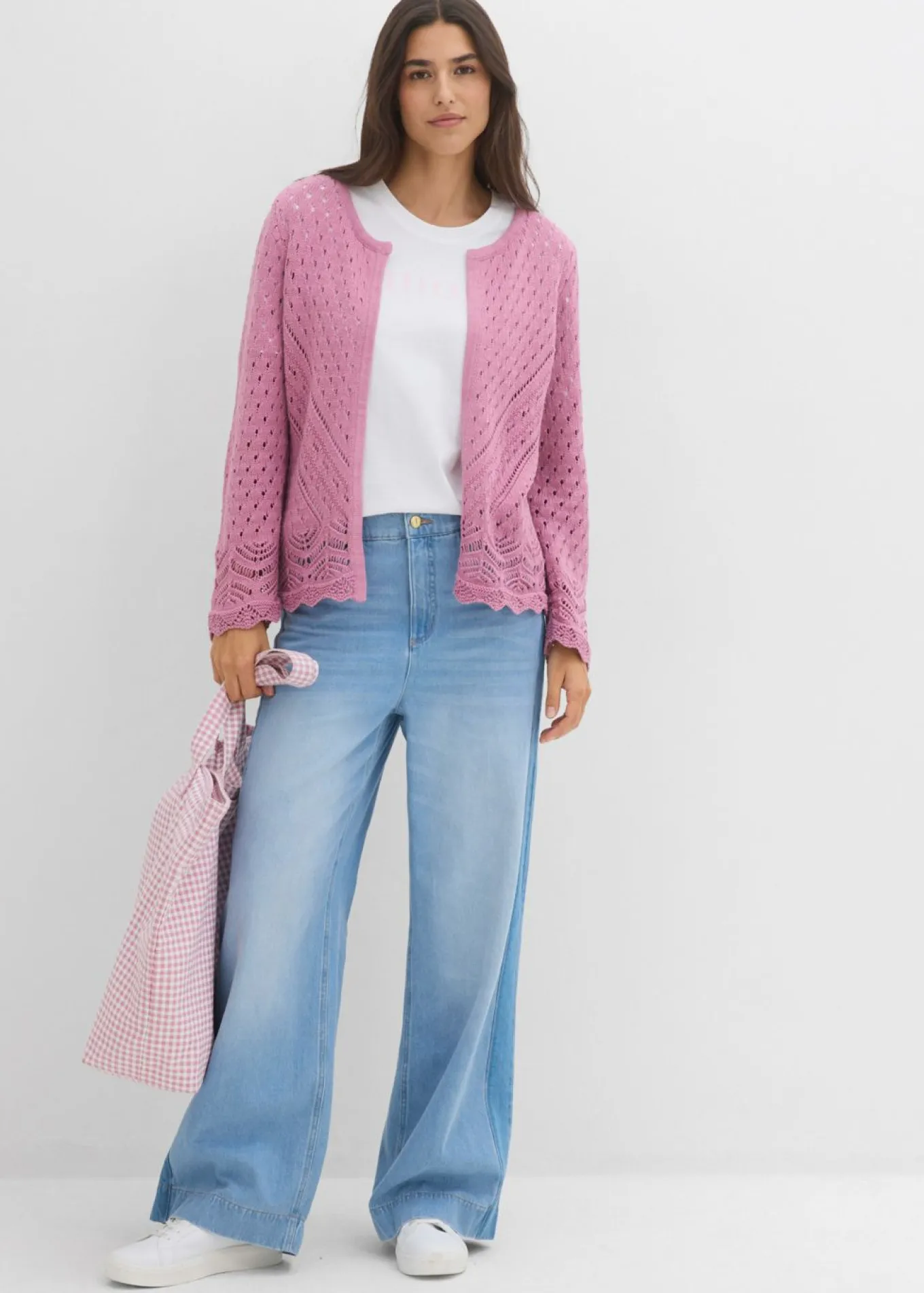 Chaqueta de punto ajour de algodón puro