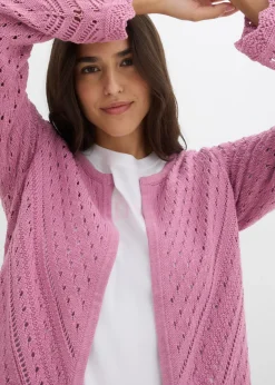 Chaqueta de punto ajour de algodón puro