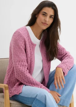 Chaqueta de punto ajour de algodón puro