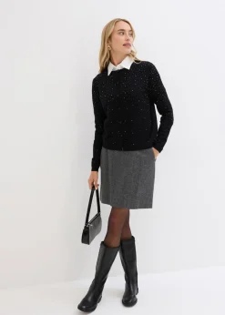 Chaqueta de punto con piedras brillantes