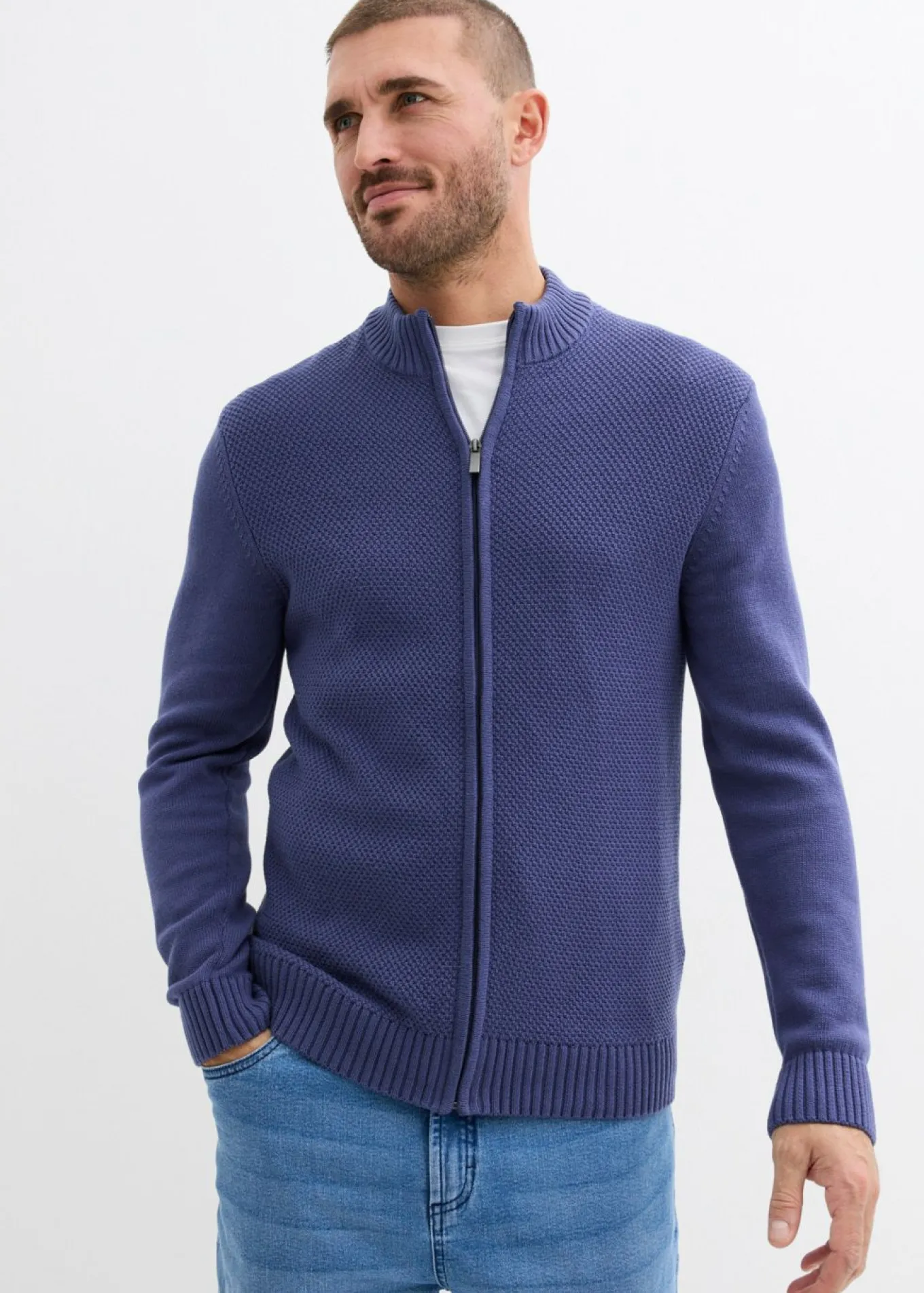 Chaqueta de punto fino de algodón puro
