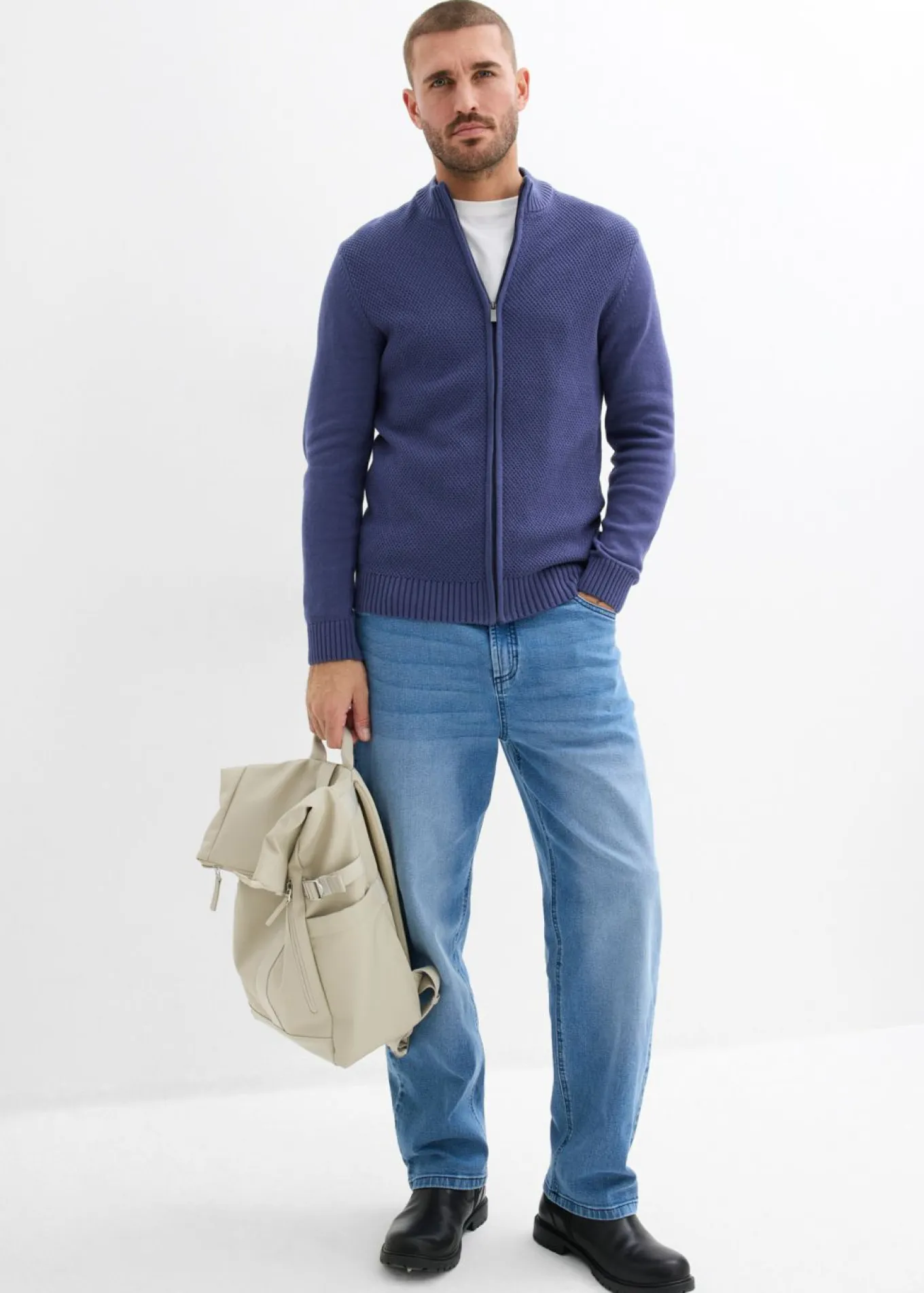 Chaqueta de punto fino de algodón puro