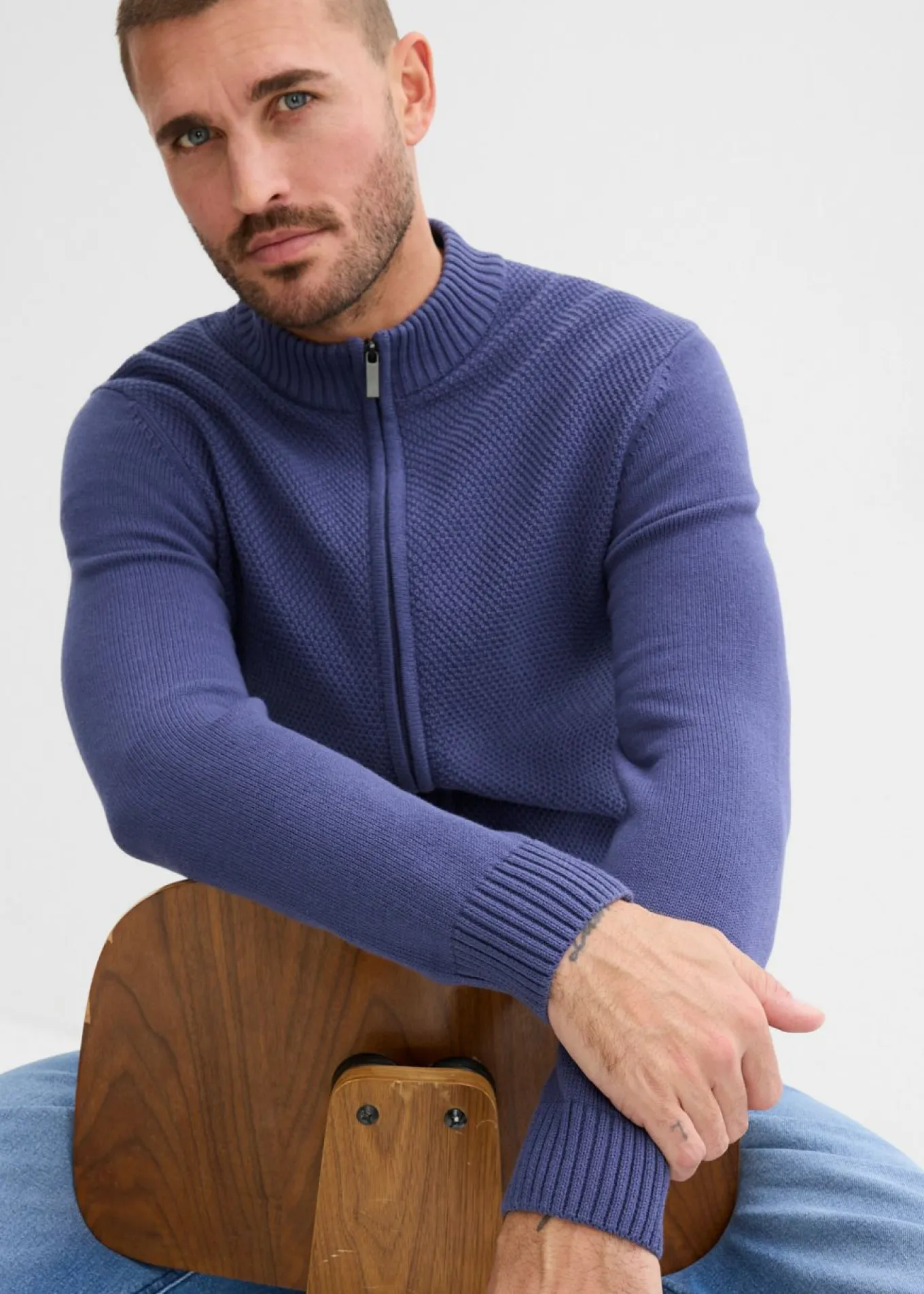 Chaqueta de punto fino de algodón puro