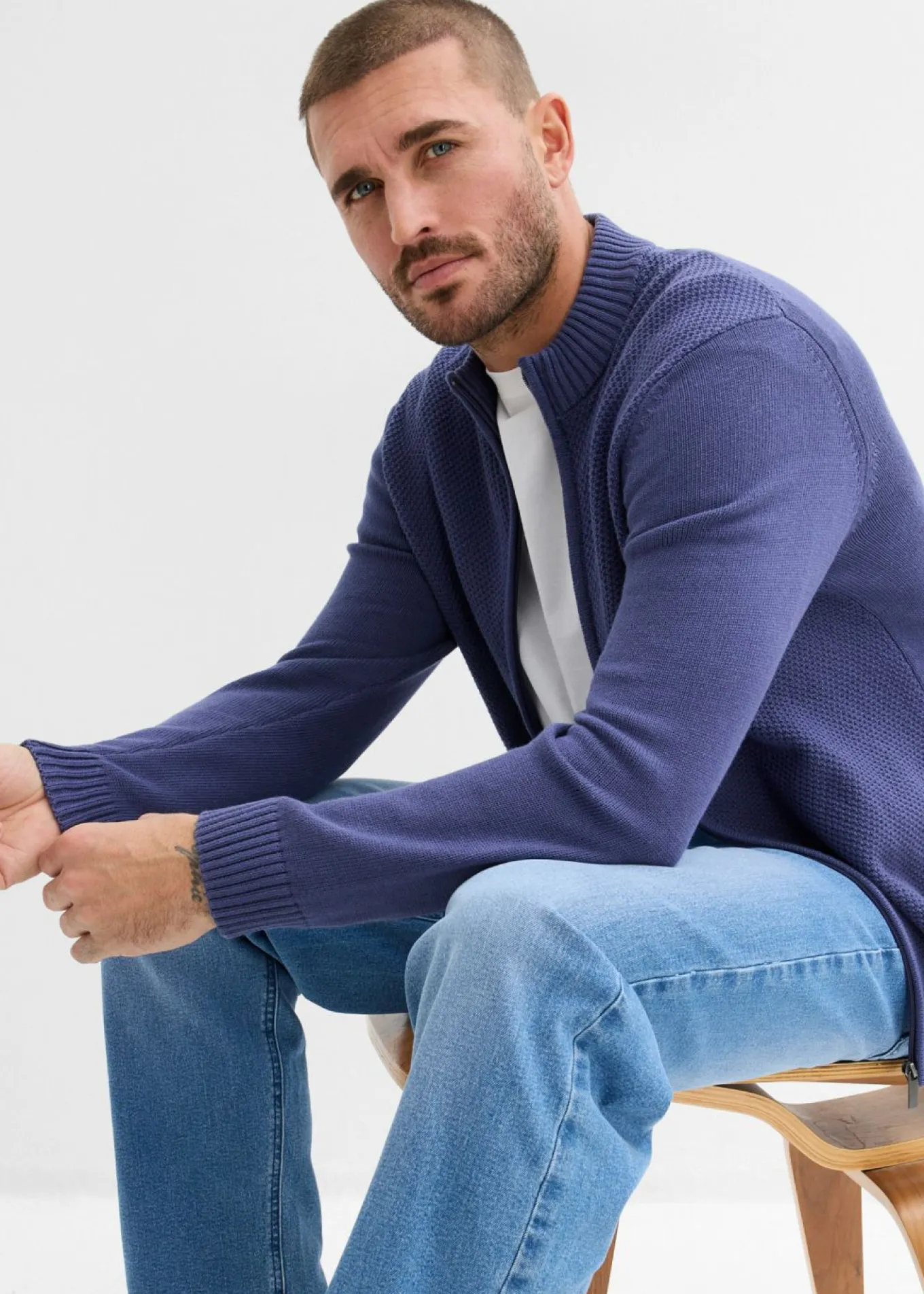 Chaqueta de punto fino de algodón puro