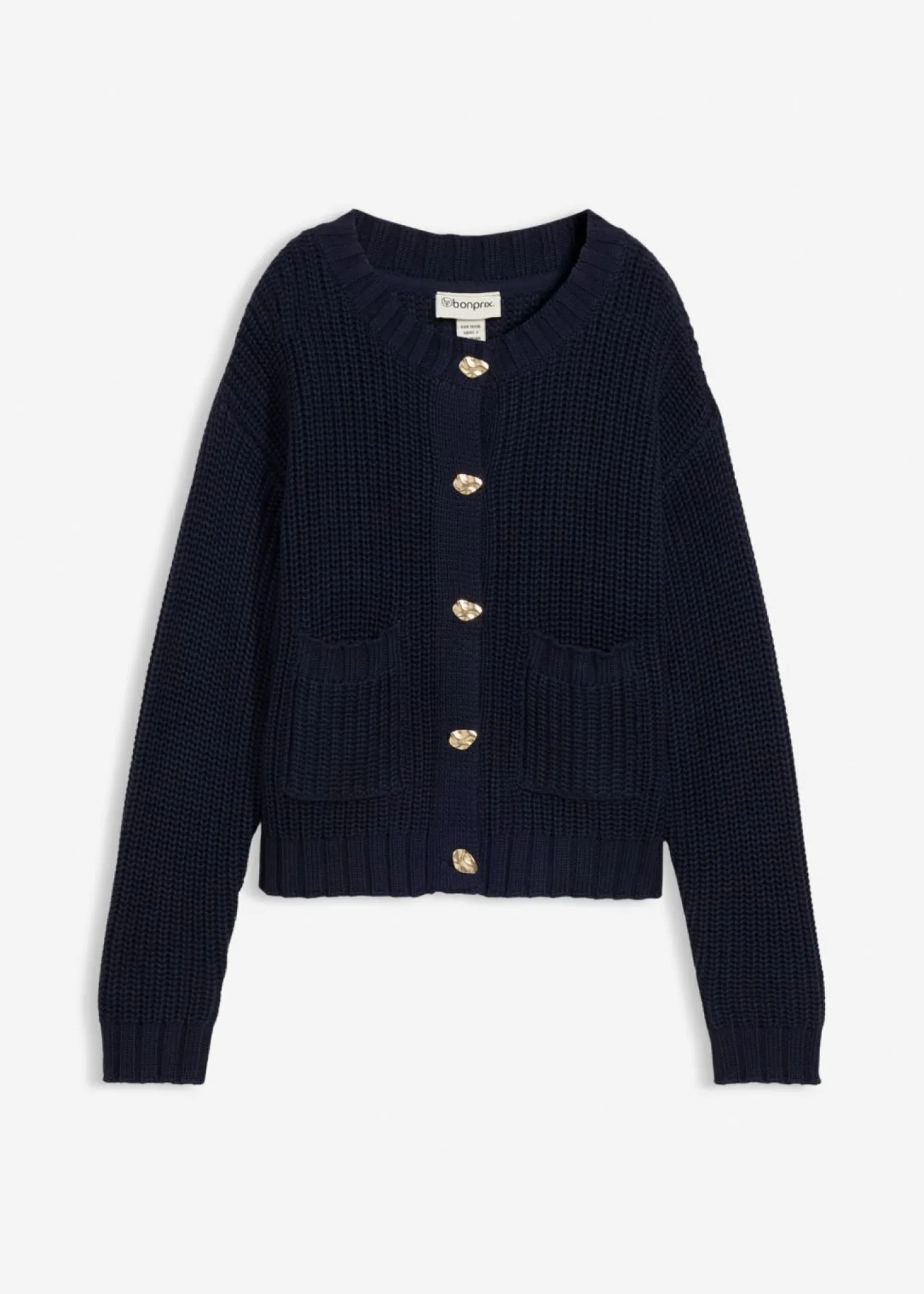 Chaqueta de punto grueso con botones con efecto martillado