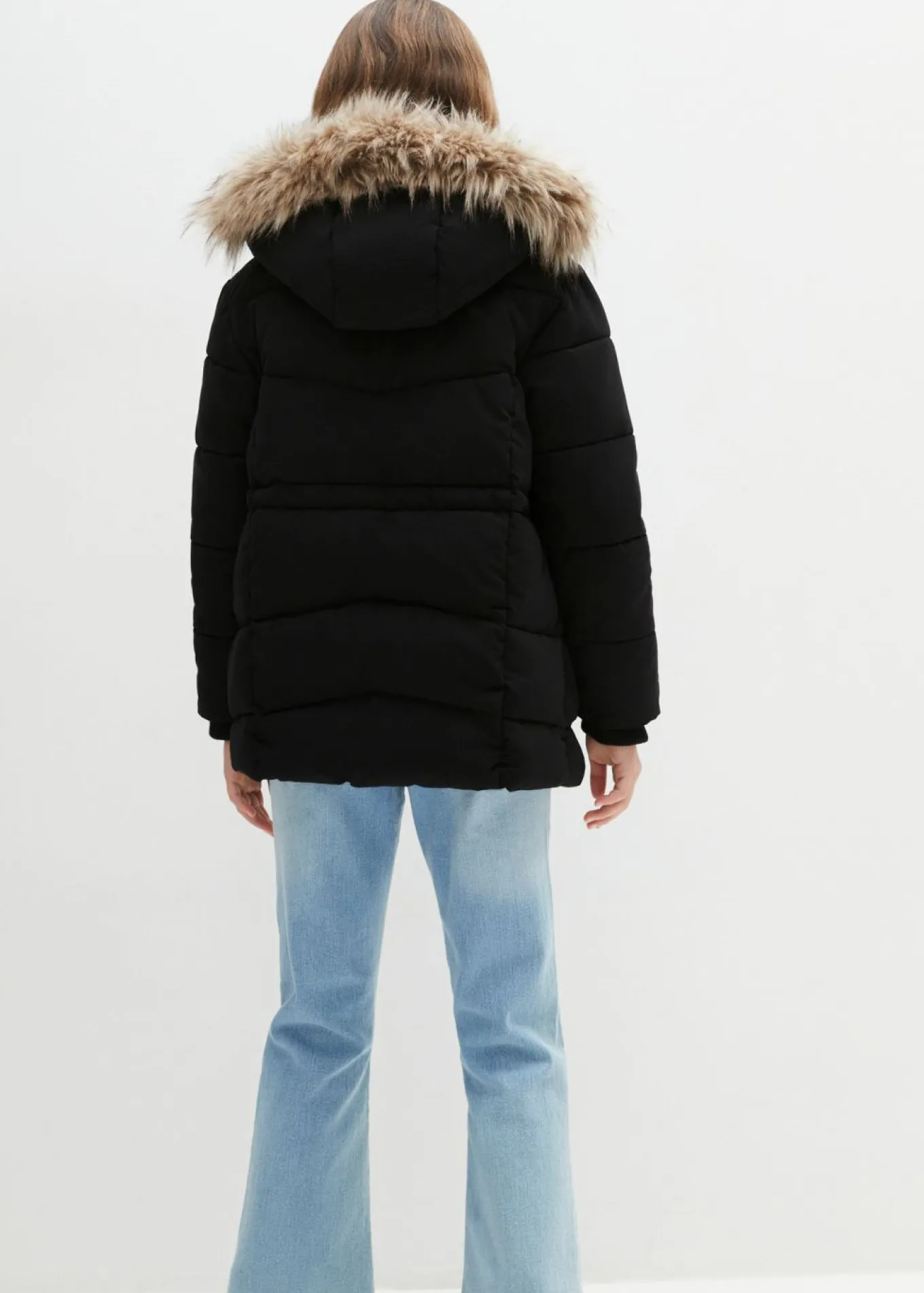 Chaqueta guateada de invierno con capucha de pelo