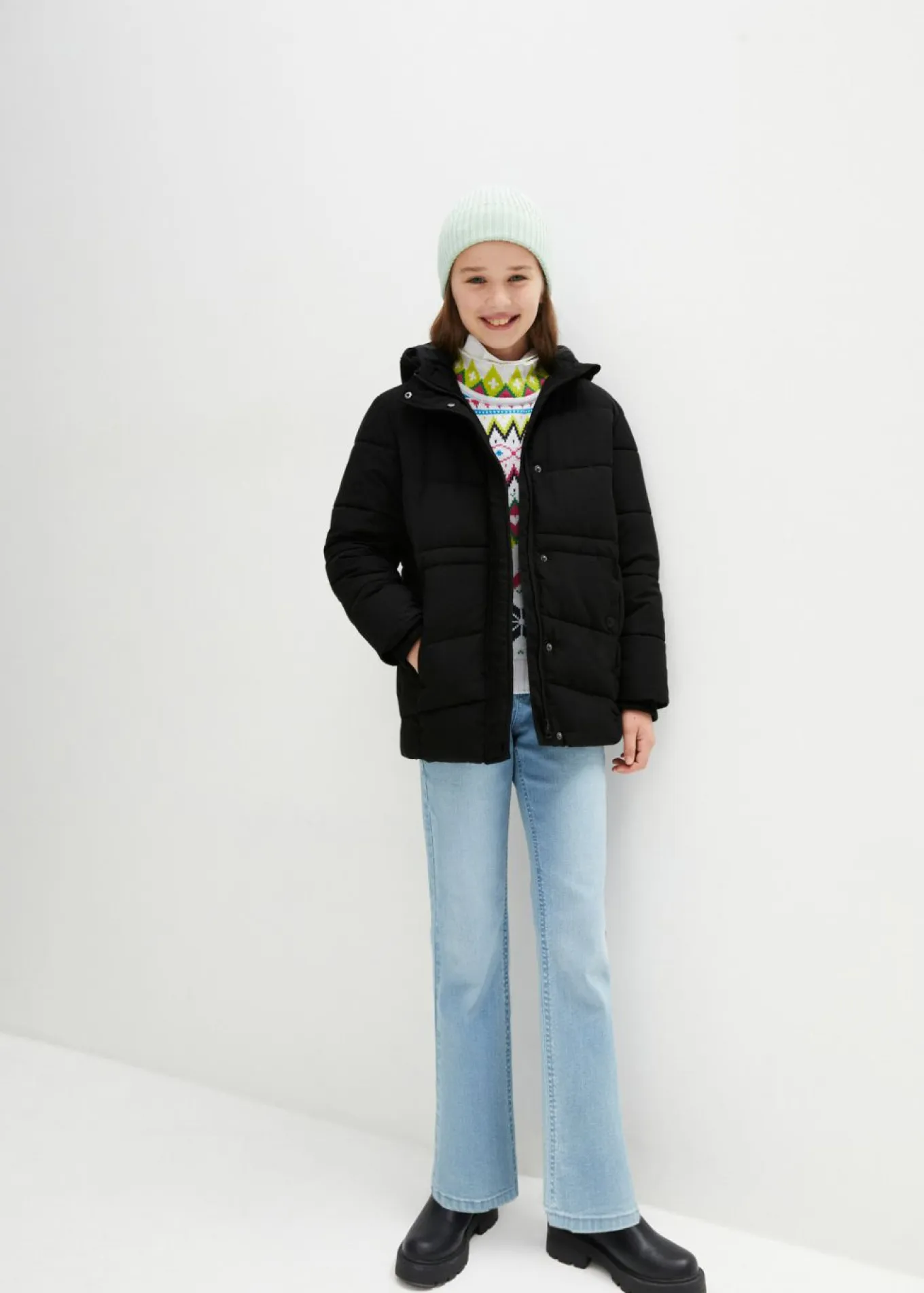 Chaqueta guateada de invierno con capucha de pelo
