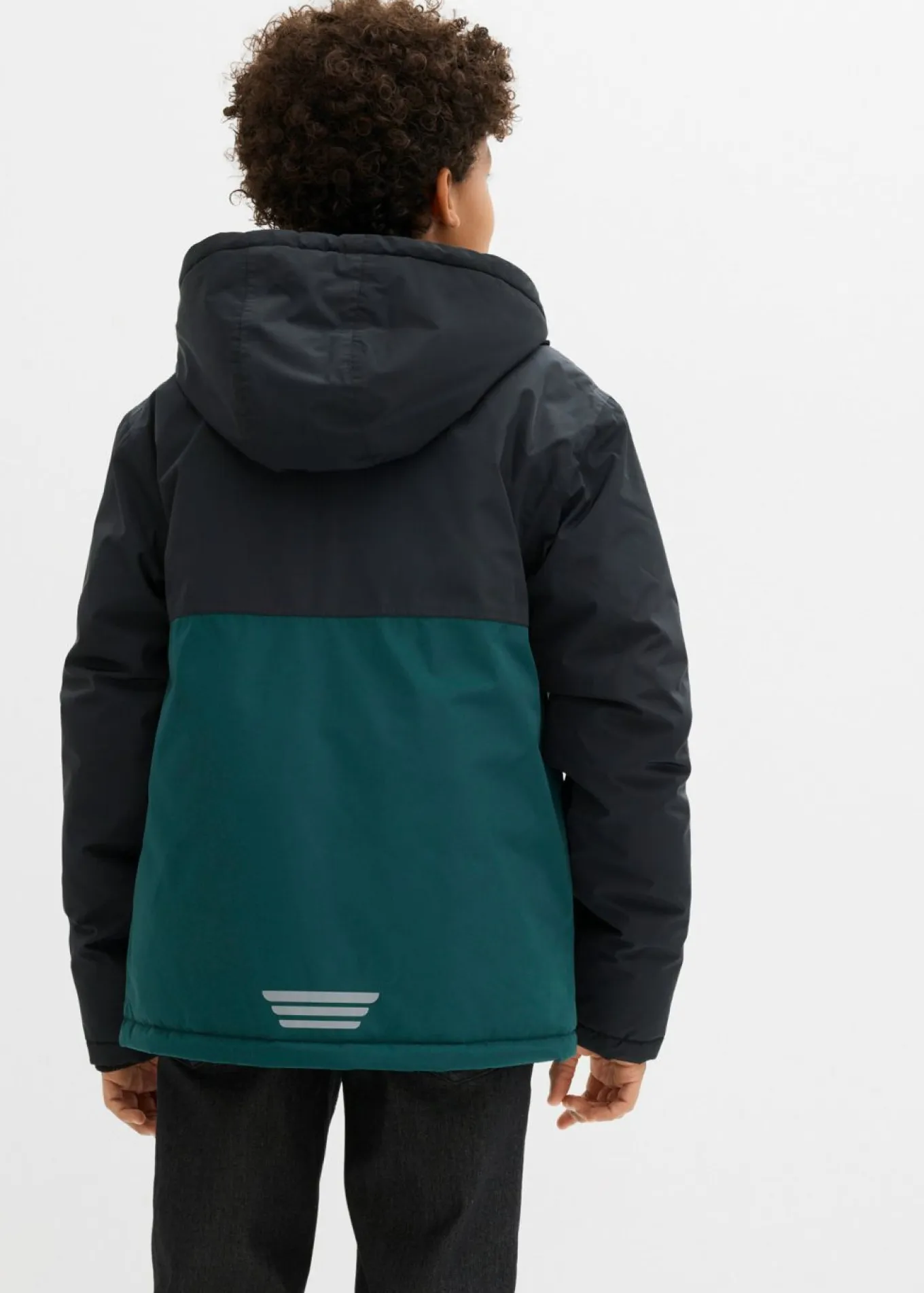 Chaqueta impermeable de invierno con capucha y diseño en color block