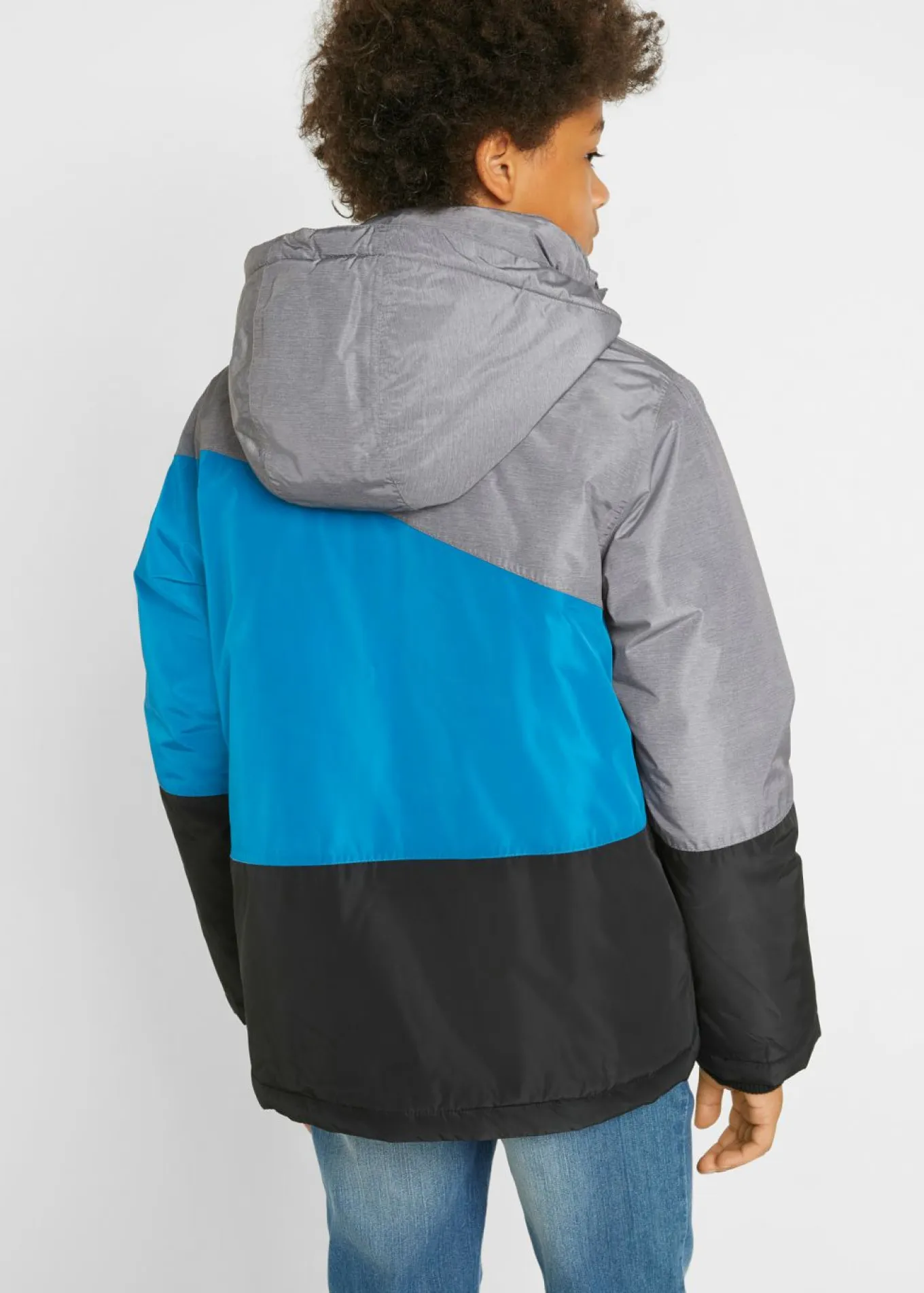 Chaqueta impermeable de invierno con capucha y diseño en color block