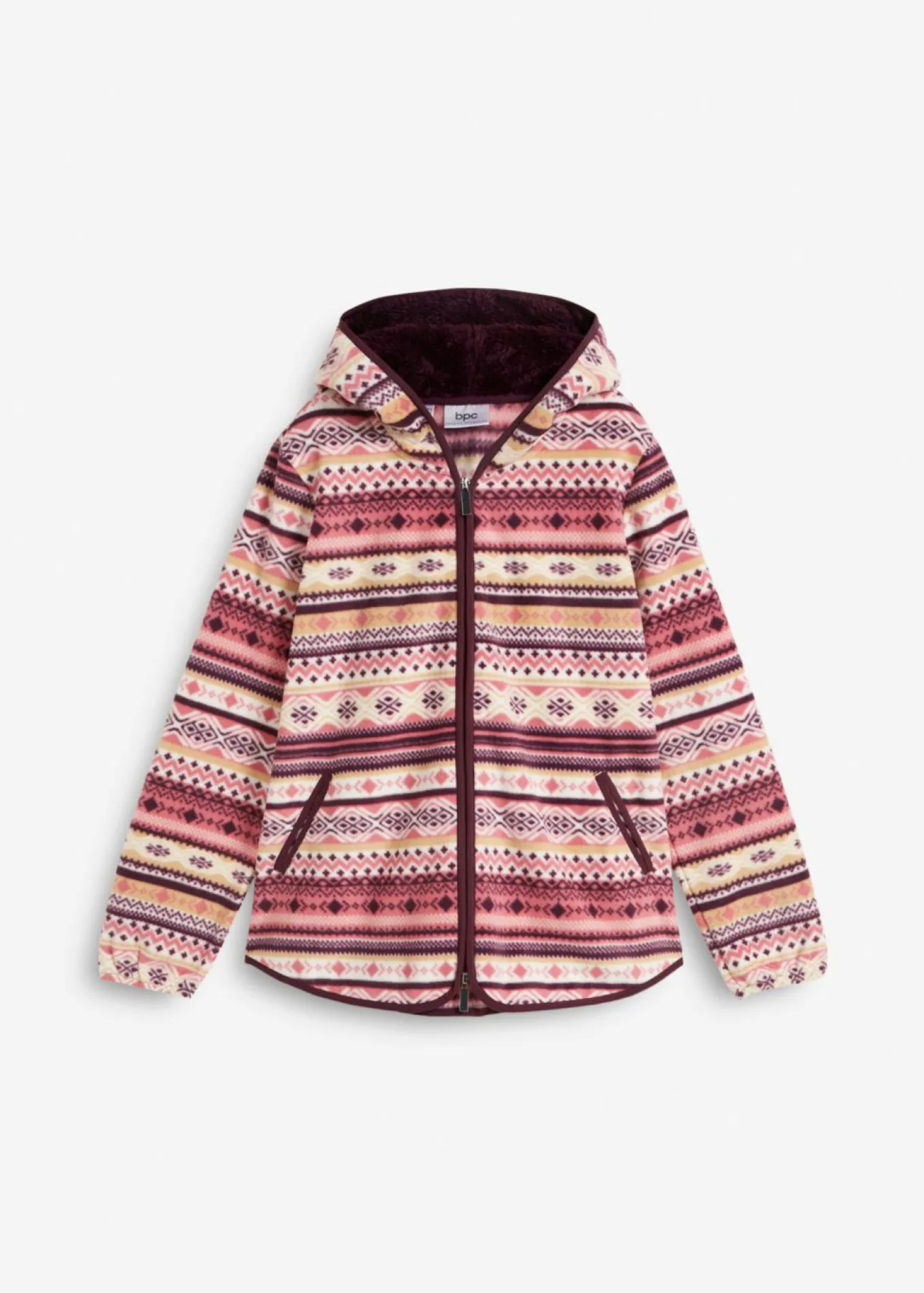 Chaqueta polar con capucha y estampado noruego