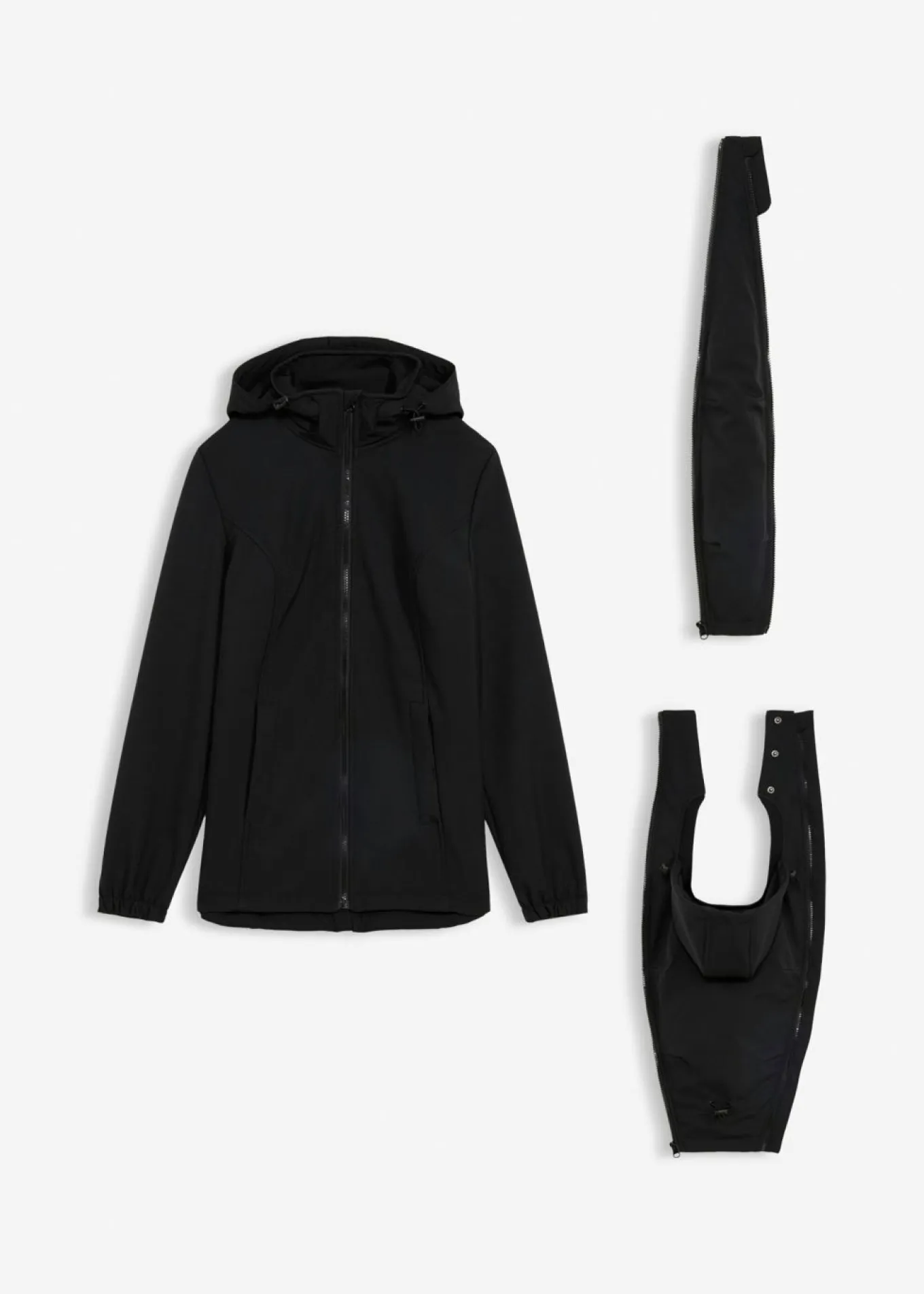 Chaqueta softshell 4 en 1 con inserto para bebé en la parte delantera y trasera