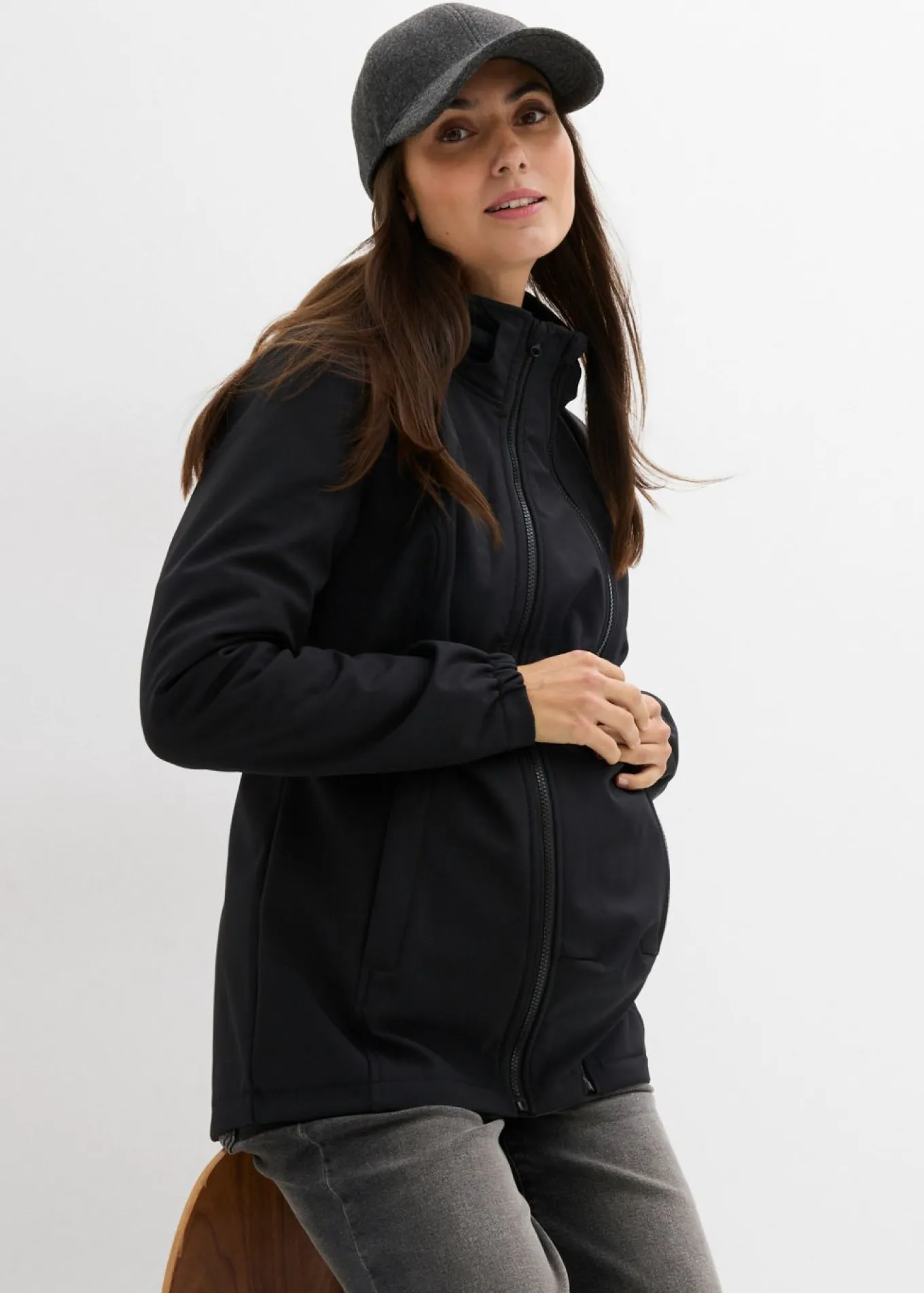 Chaqueta softshell 4 en 1 con inserto para bebé en la parte delantera y trasera