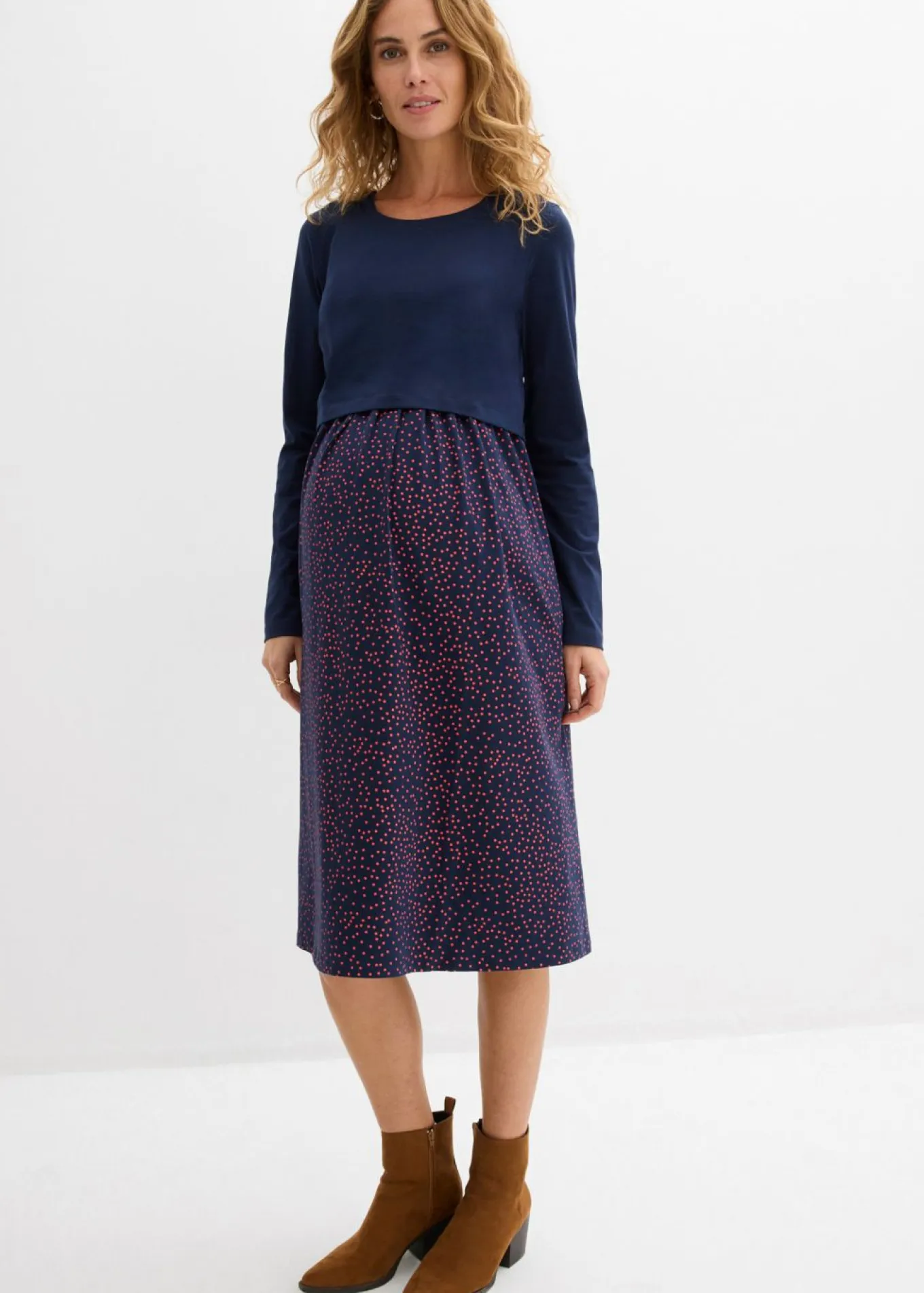 Conjunto 3 en 1 compuesto por vestido premamá y camiseta de algodón orgánico (2 piezas)