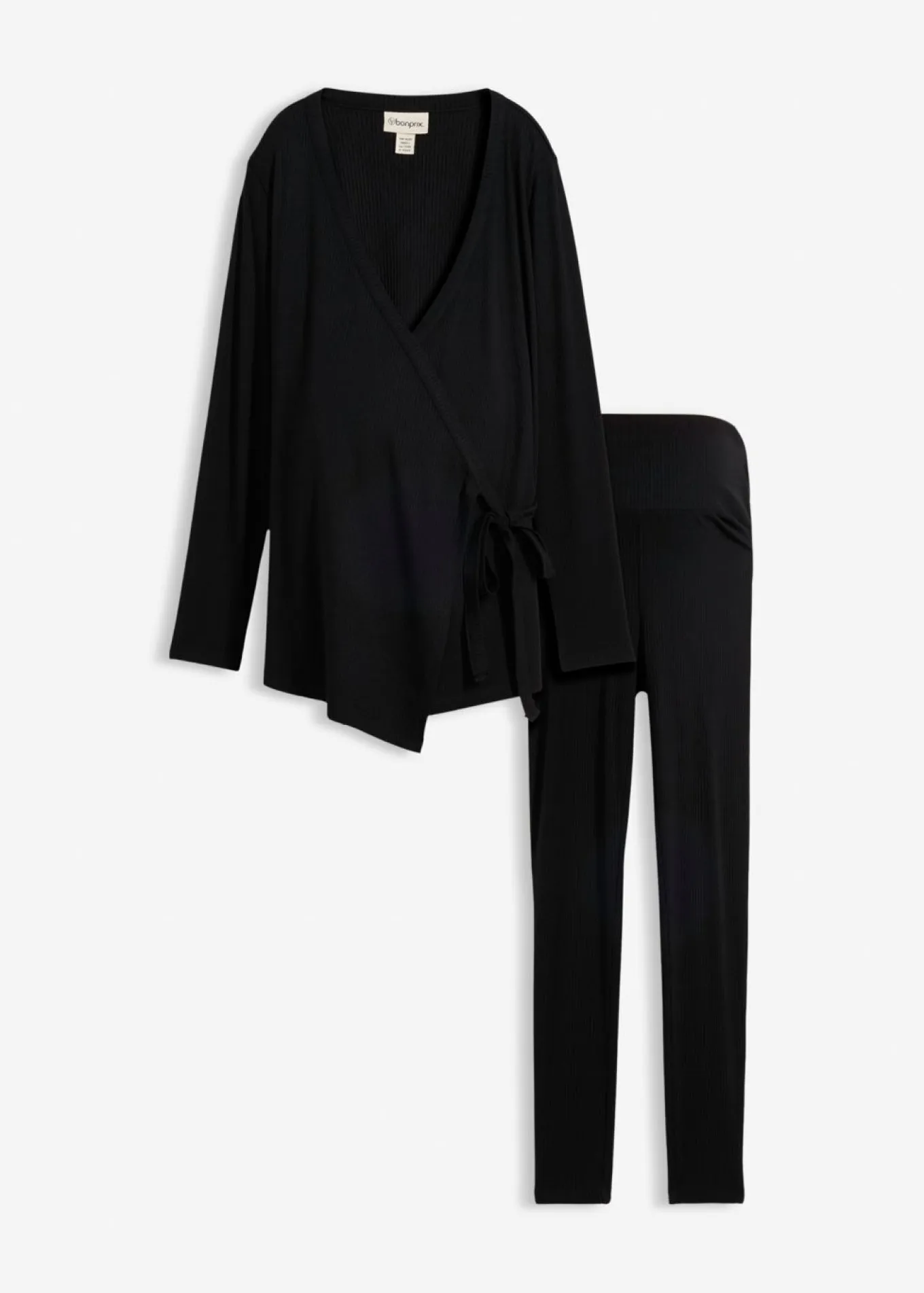 Conjunto de camiseta cruzada premamá con cómodos leggings (2 piezas)
