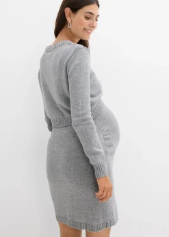 Conjunto premamá de 2 piezas compuesto por jersey y falda de algodón con hilo brillante