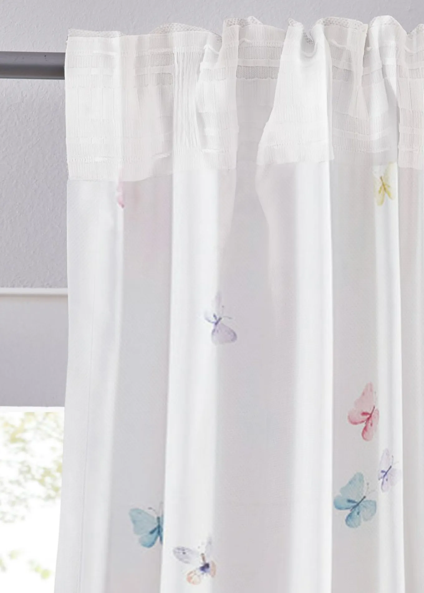 Cortina de microfibra con estampado de mariposas (1 unidad)