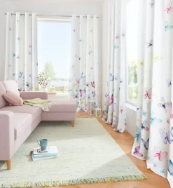 Cortina de microfibra con estampado de mariposas (1 unidad)