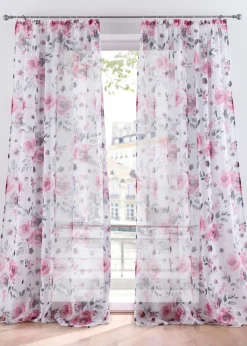 Cortina de poliéster reciclado con estampado de flores (1 unidad)