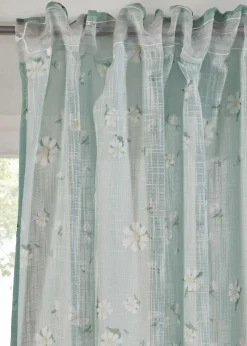 Cortina de poliéster reciclado con estampado de flores (1 unidad)