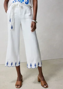 Culotte de lino con cinturón (conjunto de 2 piezas)
