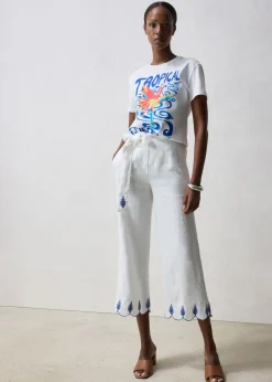 Culotte de lino con cinturón (conjunto de 2 piezas)