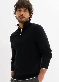Elegante jersey tipo troyer de algodón