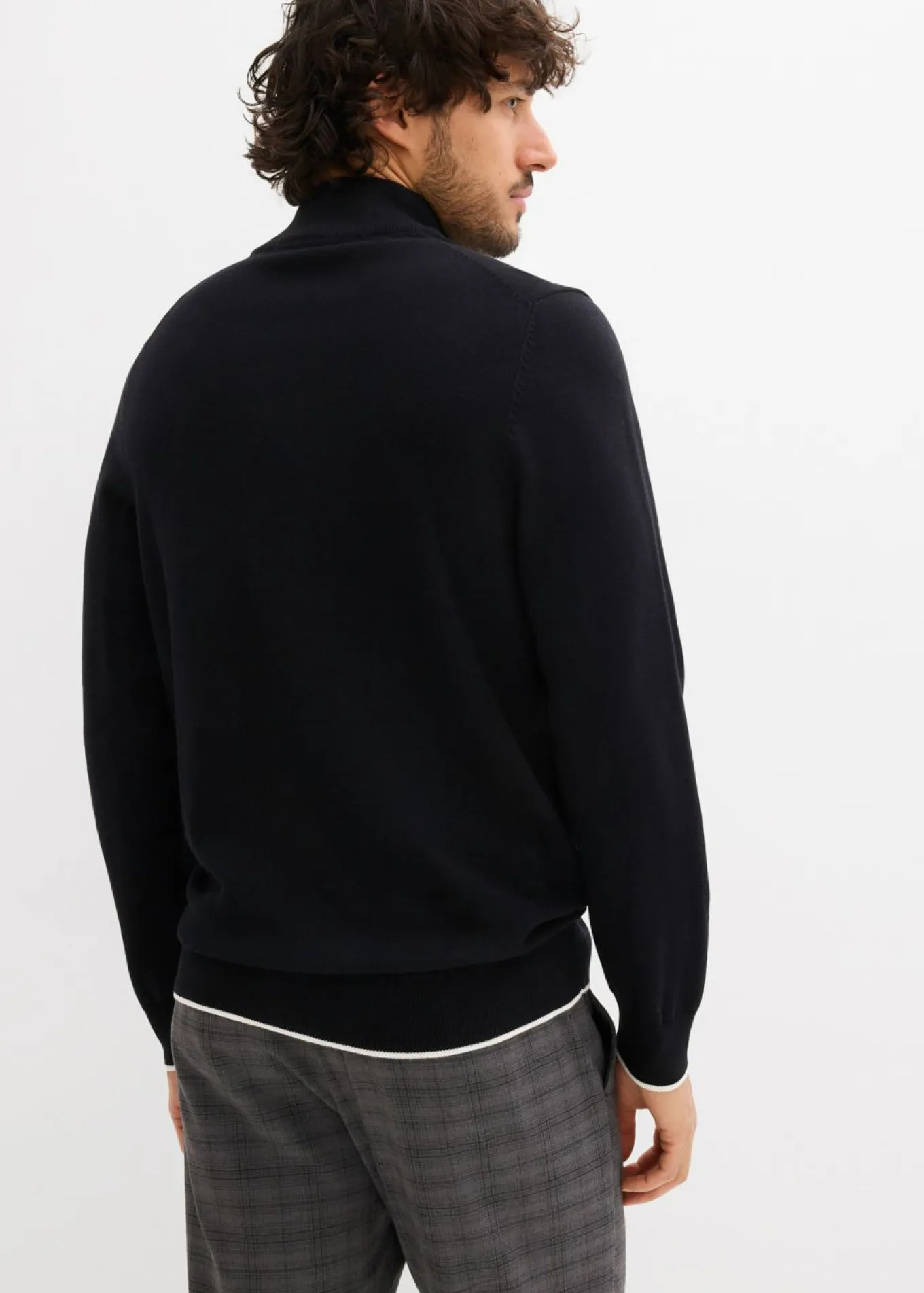 Elegante jersey tipo troyer de algodón