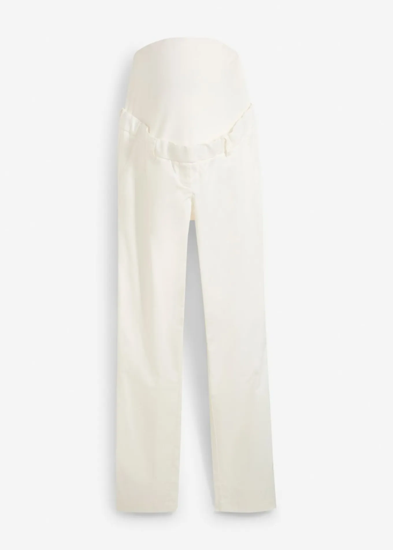 Elegantes pantalones premamá de pierna recta confeccionados en una mezcla de algodón agradable para la piel