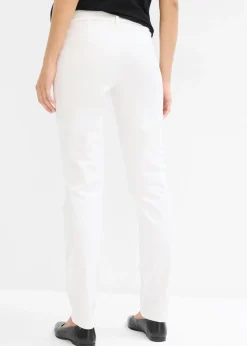 Elegantes pantalones premamá de pierna recta confeccionados en una mezcla de algodón agradable para la piel