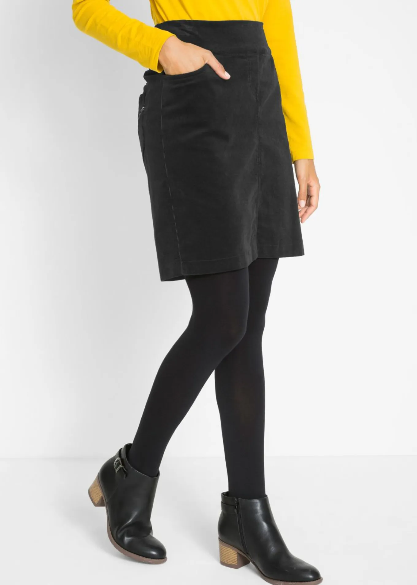 Falda de algodón de pana, elástica, con cintura cómoda