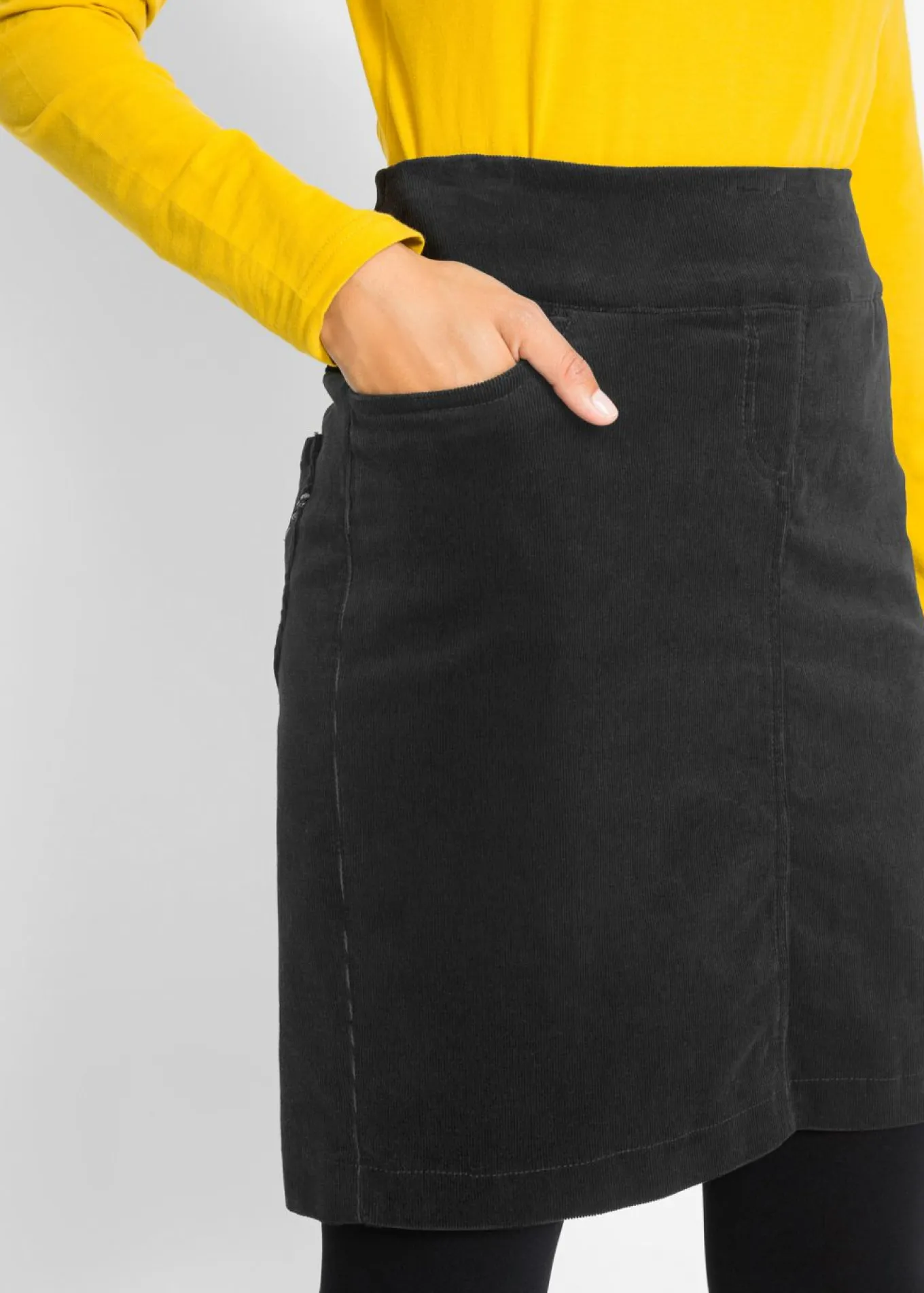 Falda de algodón de pana, elástica, con cintura cómoda