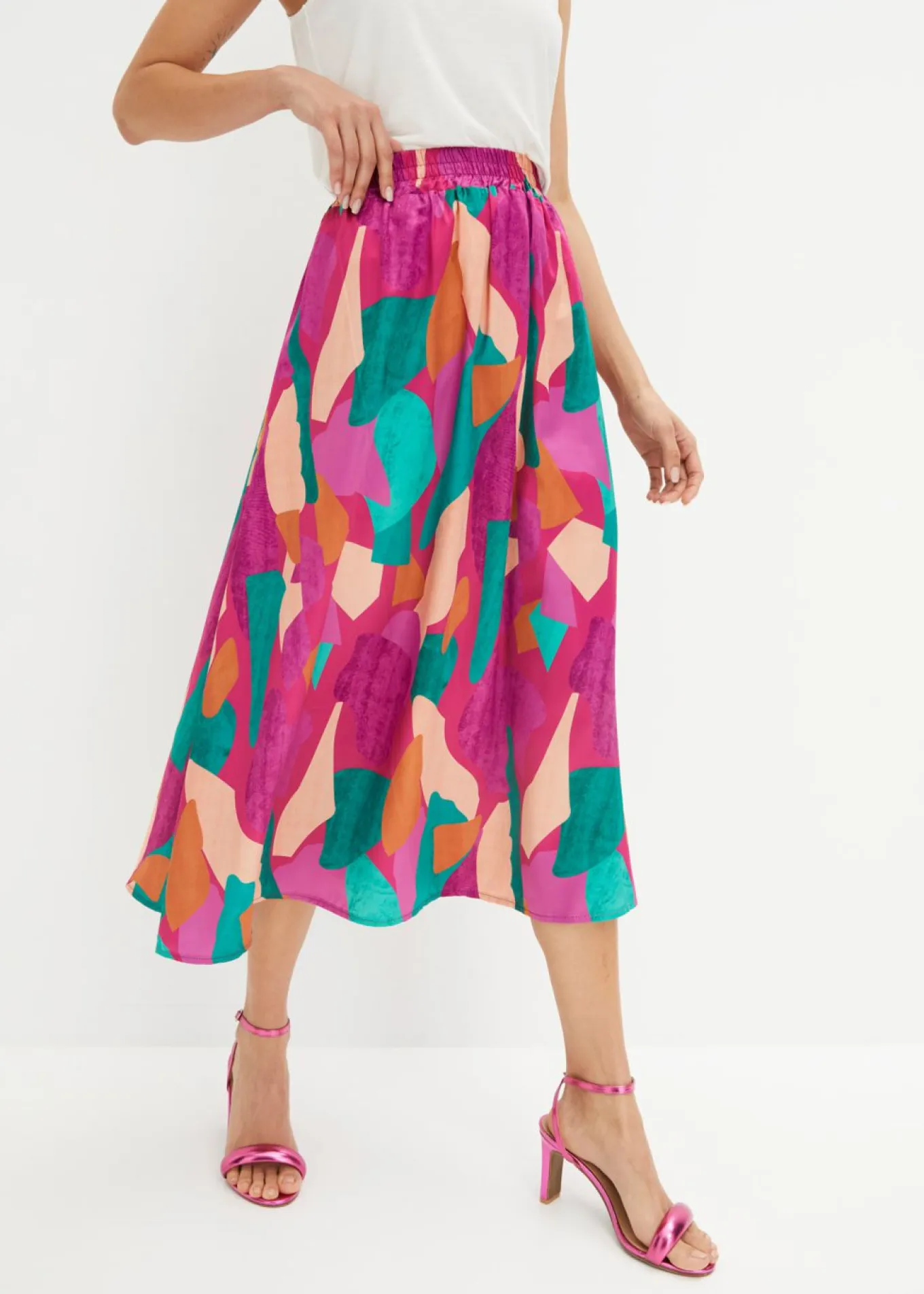 Falda de satén estampada