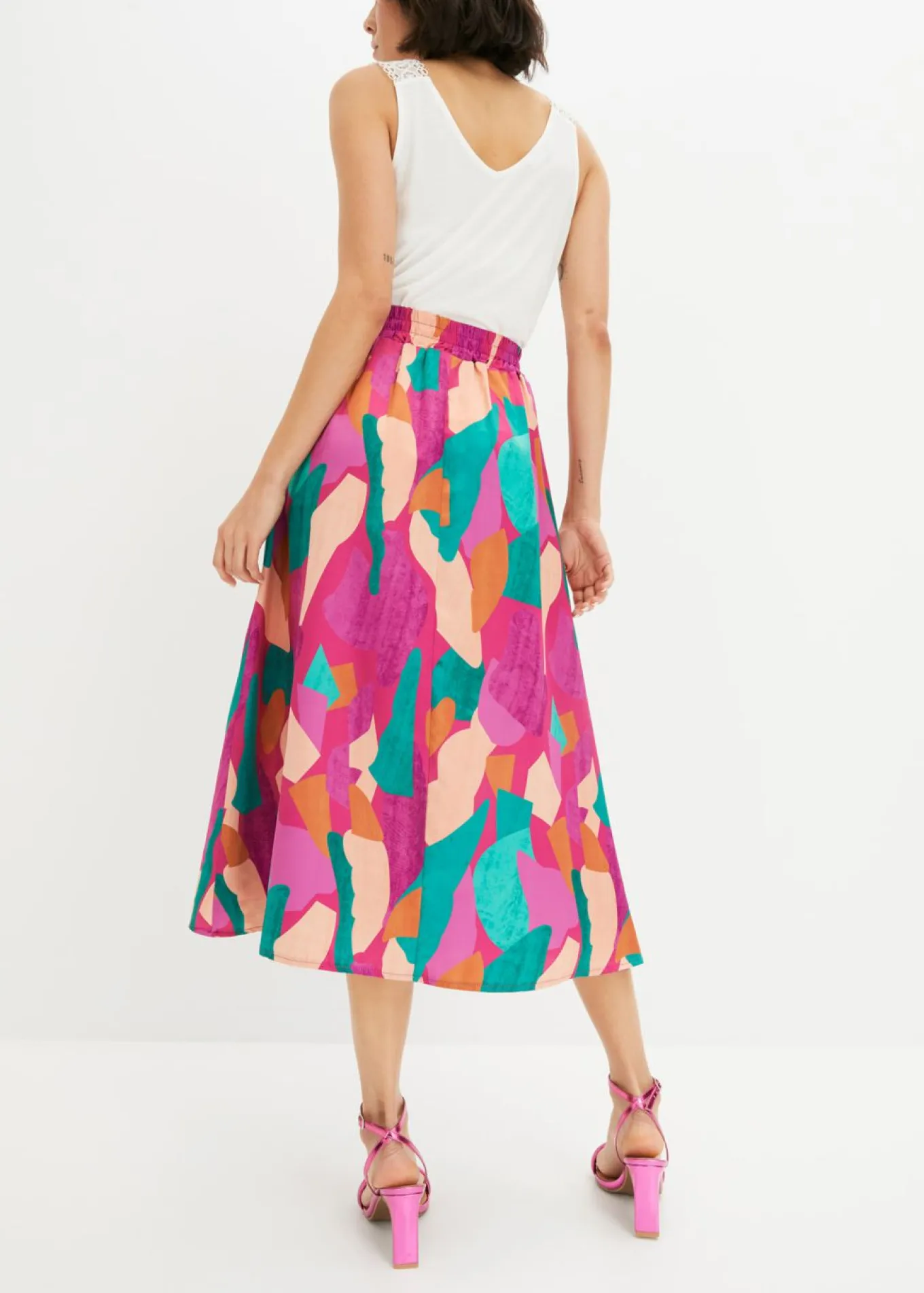 Falda de satén estampada