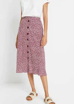 Falda de viscosa hasta la rodilla con bolsillos y cintura cómoda