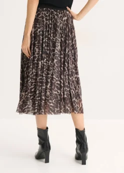 Falda midi acampanada con malla