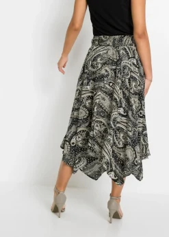 Falda midi asimétrica de viscosa pura