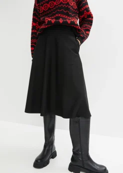 Falda midi de mezcla de viscosa, por la rodilla