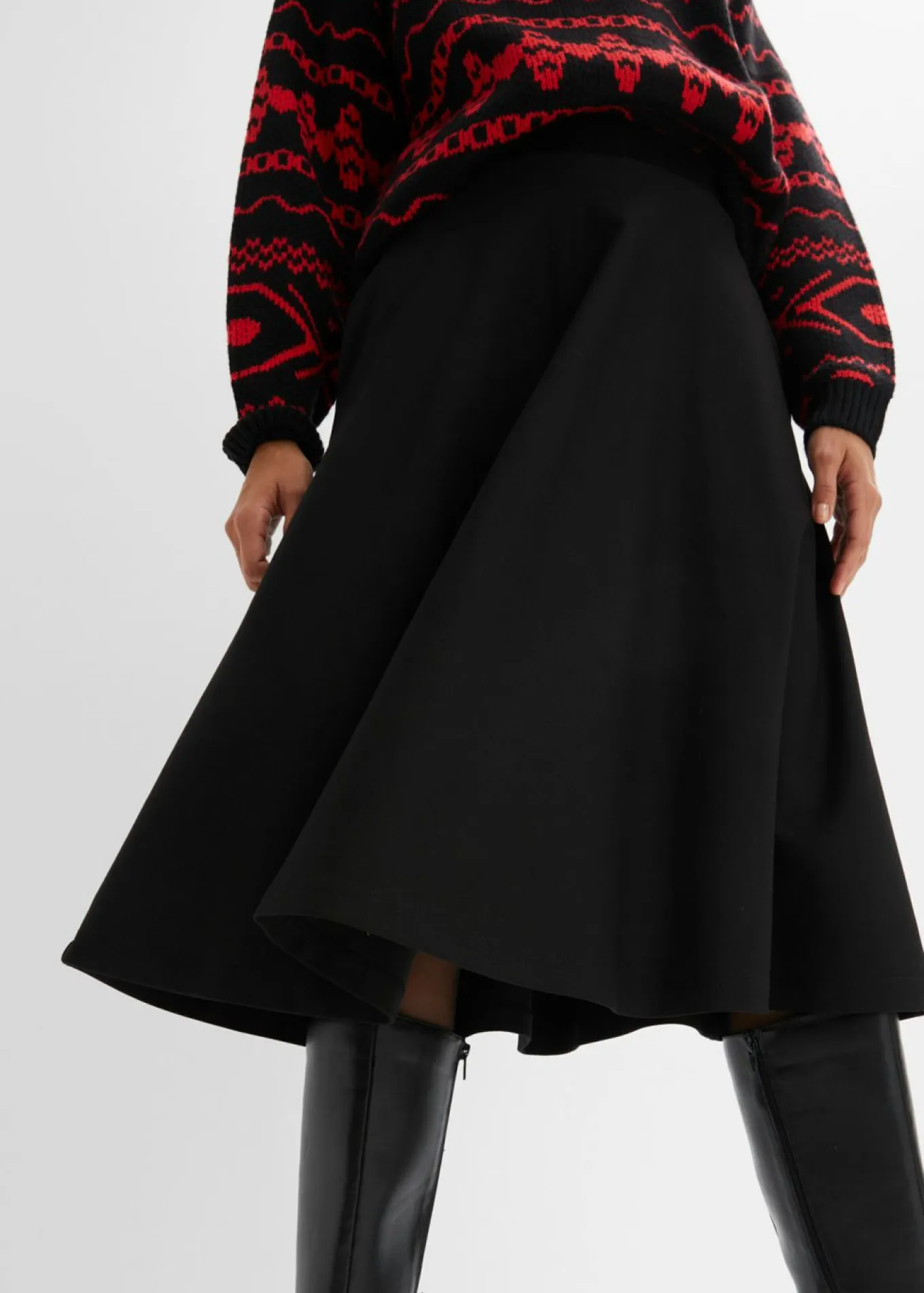 Falda midi de mezcla de viscosa, por la rodilla