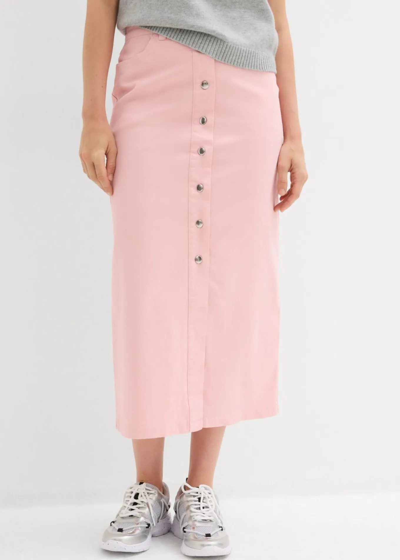Falda midi de sarga
