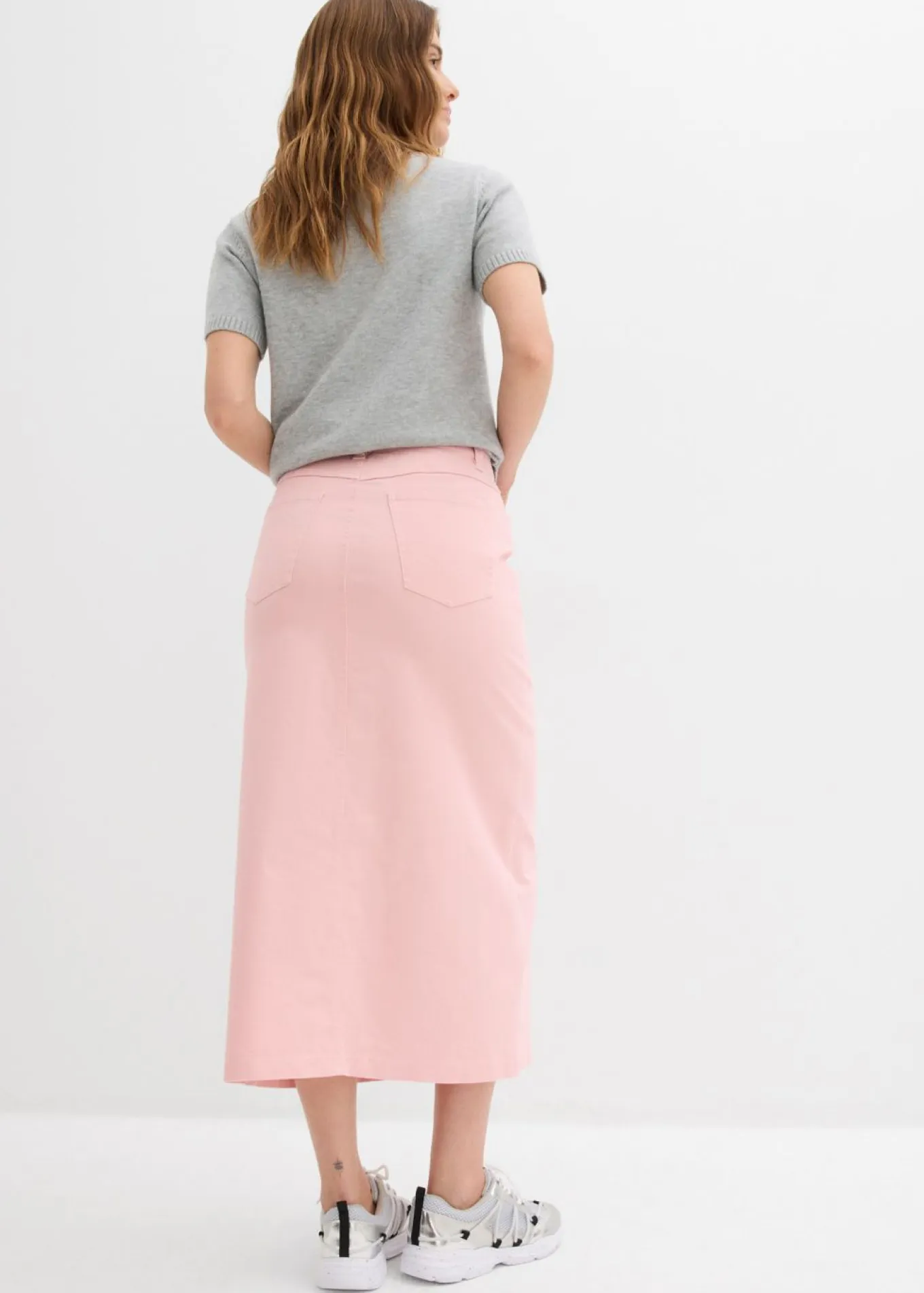 Falda midi de sarga