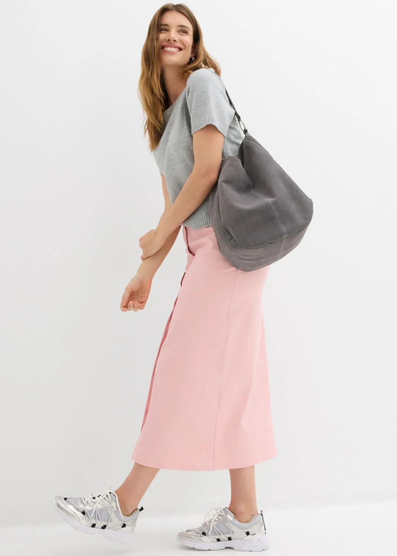 Falda midi de sarga
