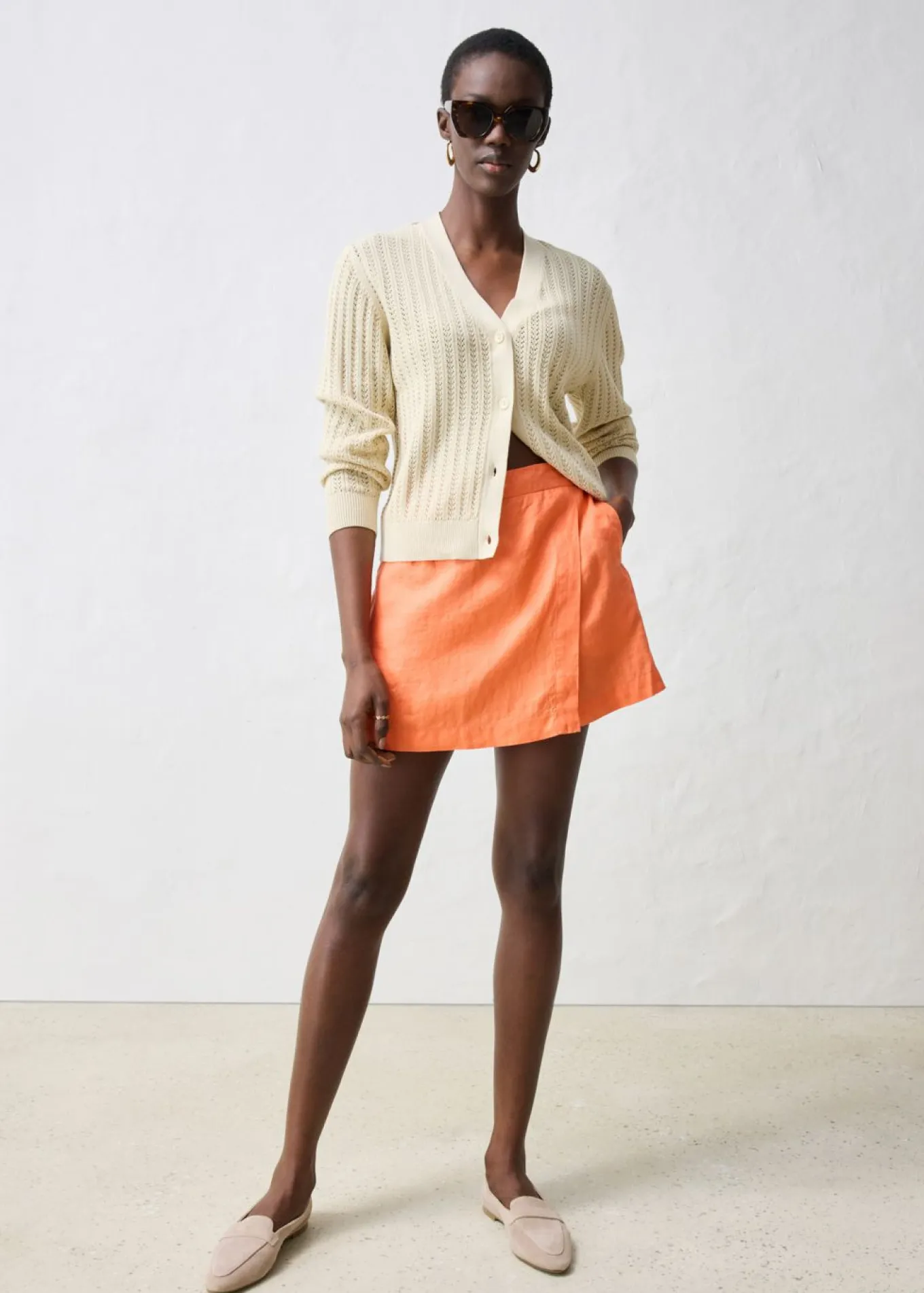 Falda pantalón de lino puro