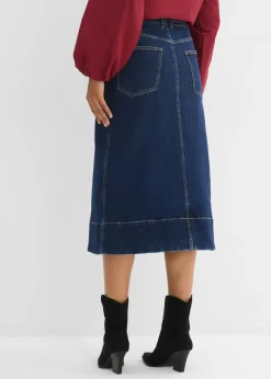 Falda vaquera con largo midi y botones