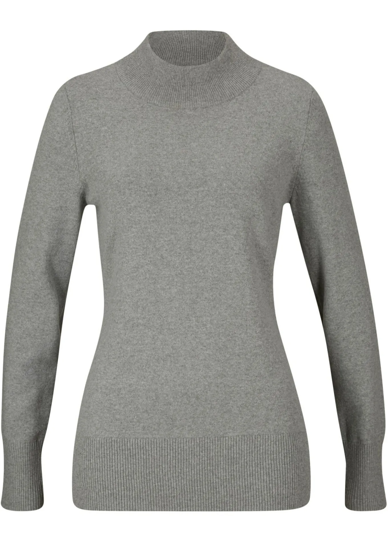 Jersey básico de punto fino con cuello alto y algodón reciclado