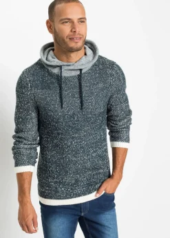 Jersey con cuello tipo chal y detalles en contraste