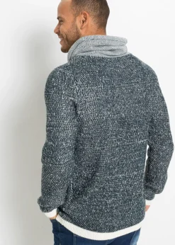 Jersey con cuello tipo chal y detalles en contraste